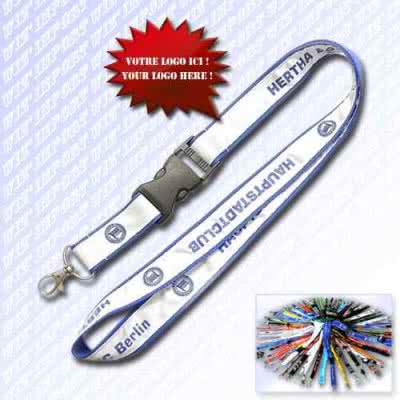 Lanyard cordon publicitaire avec boucle clip détachable en tour de cou