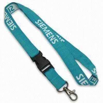 Lanyard avec boucle plastique détachable logo tissé sur le cordon 1 à 4 couleurs